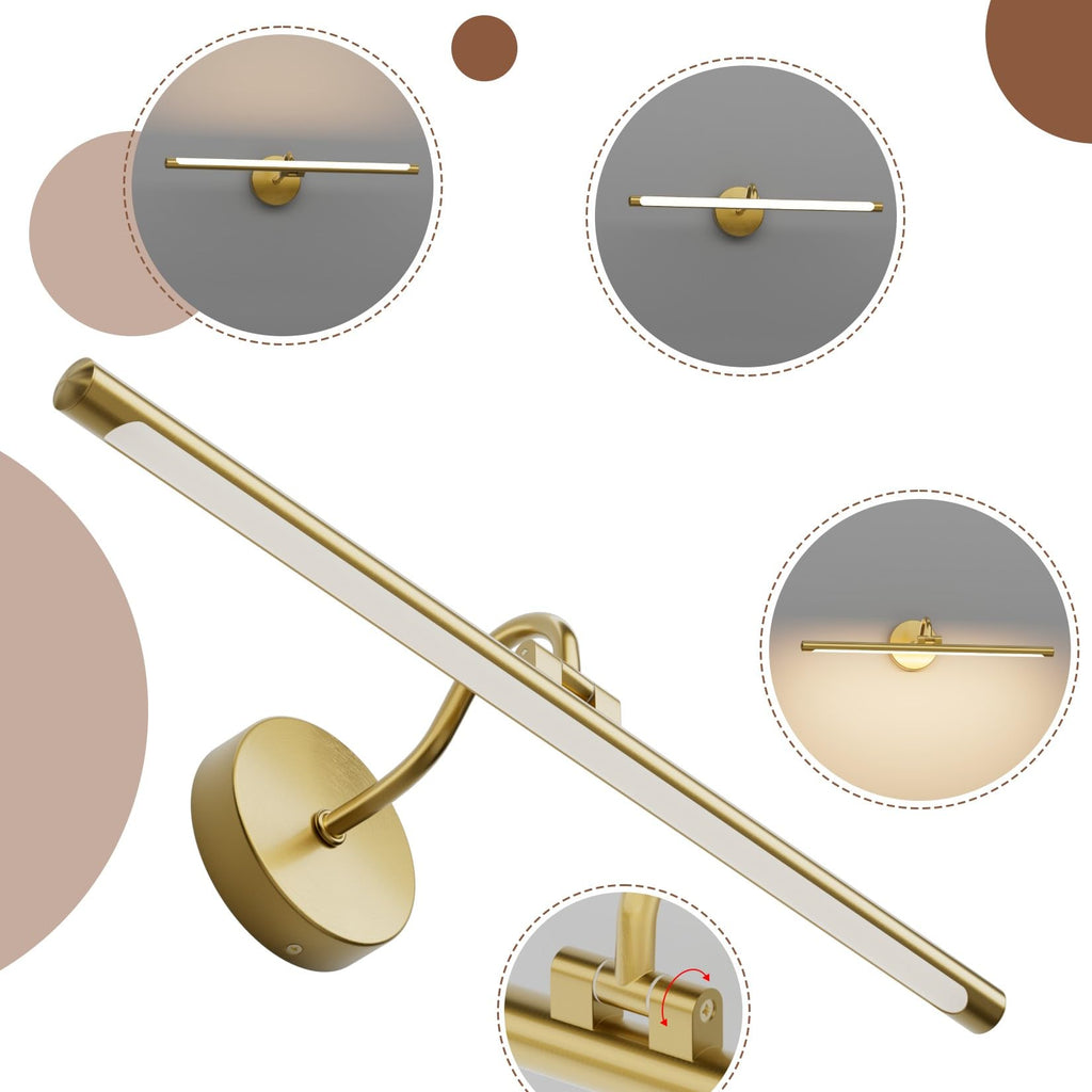Hard-Wired LED Picture Lights for Paintings 3CCT Dimmable Long Art Lights for Paintings Gold Gallery Light