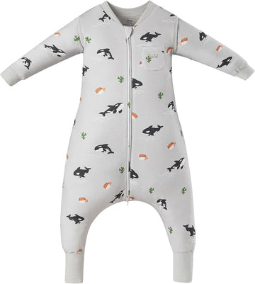 Merino Wool Organic Cotton Toddler Sleep Sack with Feet, Year-Round Removable Sleeves Wearable Blanket