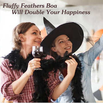 45g Fluffy Turkey Black Feather Boas Bulk for Party Decor,2Yards