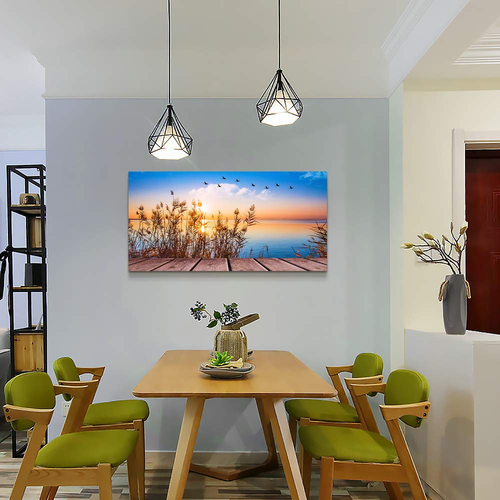 Ocean Canvas Wall Art, Coastal Bedroom 40"x20"