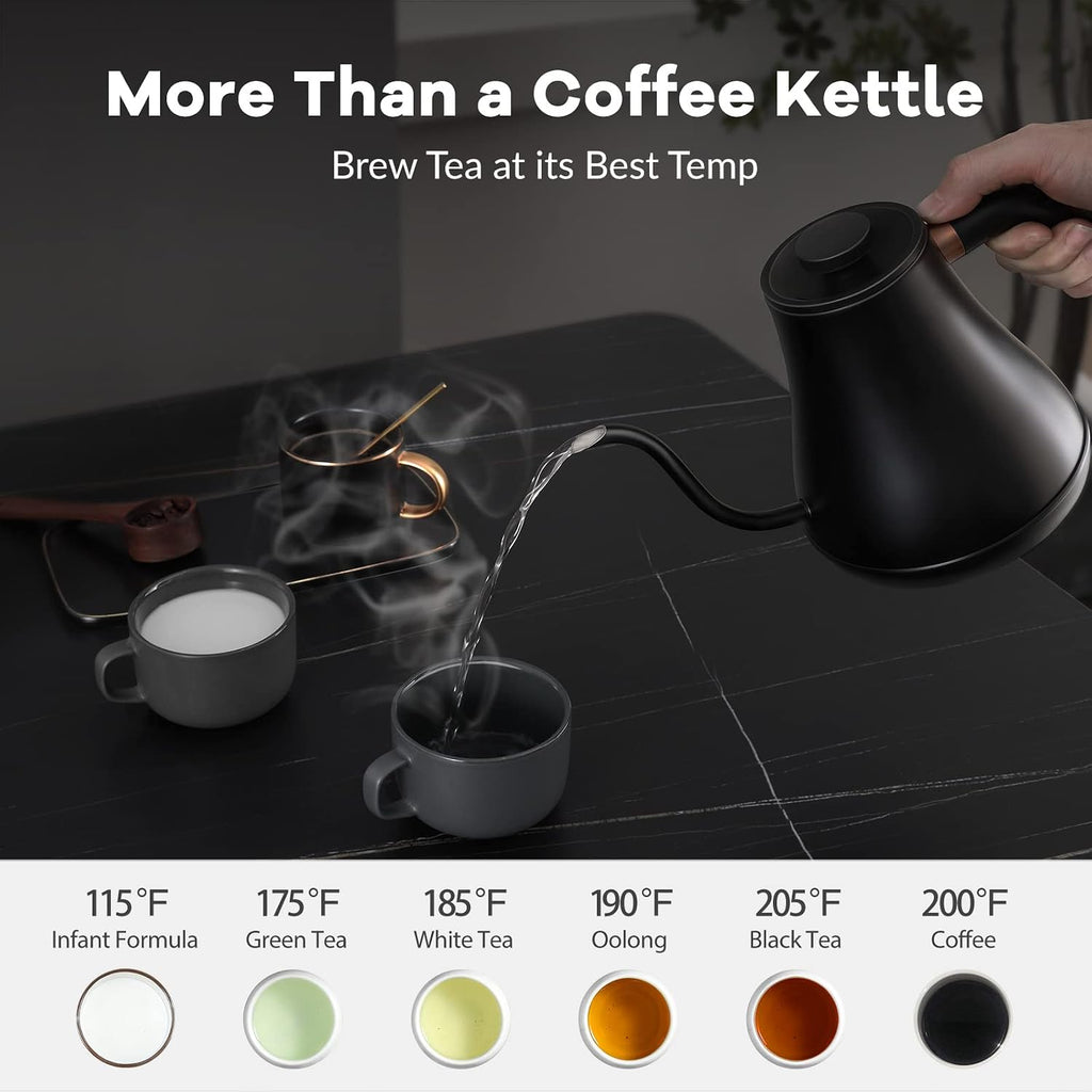 Electric Kettle Gooseneck Pour Over Kettle ±1°F Temperature Control Quick Heating Water Boiler for Coffee & Tea &