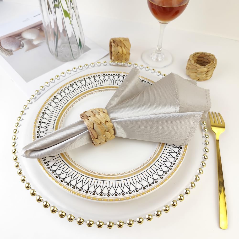 Rattan Woven Napkin Rings Natural Rustic Boho Napkin Ring - Set of 12