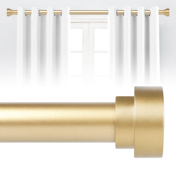Gold Curtain Rods for Windows 66 to 120 Inch(5.5-10ft), 1 Inch Diameter Heavy Duty Curtain Rods, Adjustable Curtains