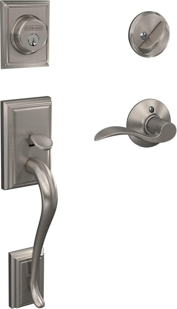 F60 V ADD 619 ACC Addison Front Entry Handleset with Accent Lever, Deadbolt Keyed 1 Side, Satin Nickel - Door Handleset