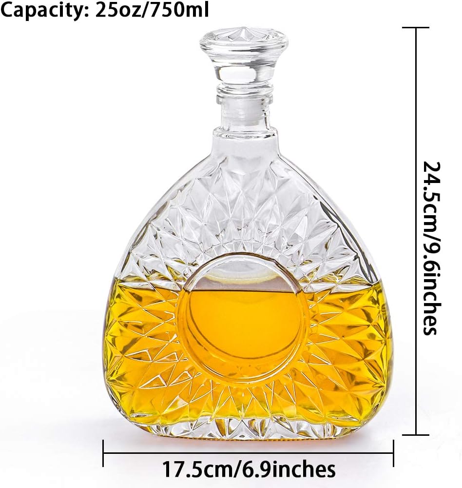 Liquor Decanter, Glass Decanter with Airtight Stopper, Decanter Bottle for Whiskey, Brandy, Scotch, Bourbon
