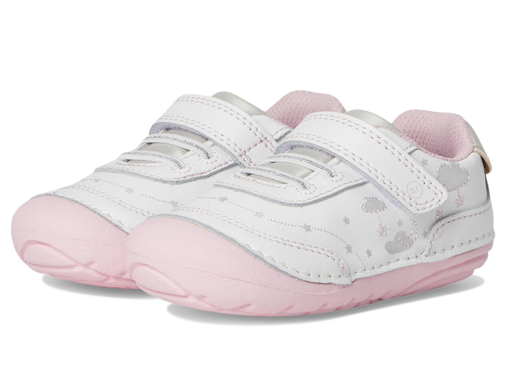 Rite girls Soft Motion Adalyn First Walker Shoe, White/Silver, 4.5 X-Wide Infant US