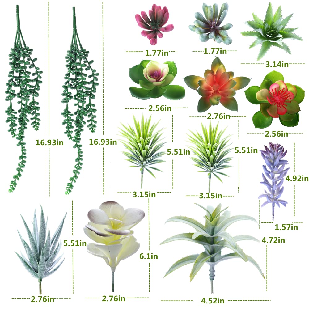 24 Pack Artificial Succulents Unpotted Succulents Plants Artificial Fake Succulents Hanging String of Pearls Small