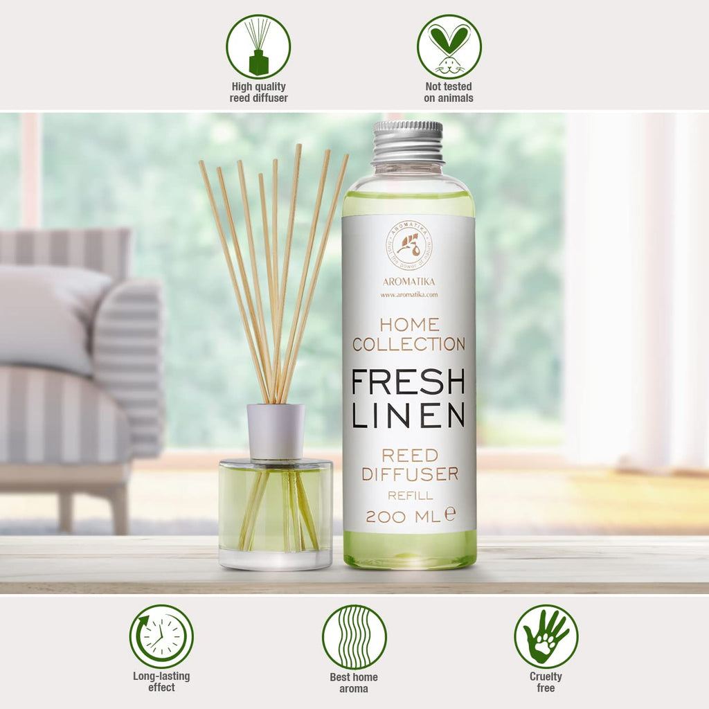Reed Diffuser Refill Fresh Linen 6.8 Fl Oz (200ml) - Room Diffuser Refill - Home Fragrance - Scented Diffuser - Fresh