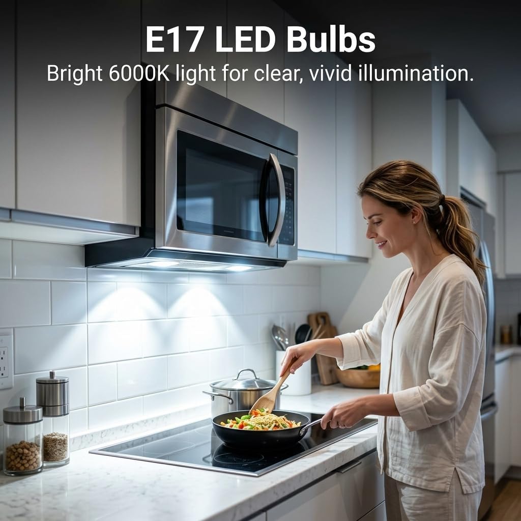 E17 LED Bulb Dimmable 4W 40W Equivalent Microwave Light Bulb, 400LM, 6000K