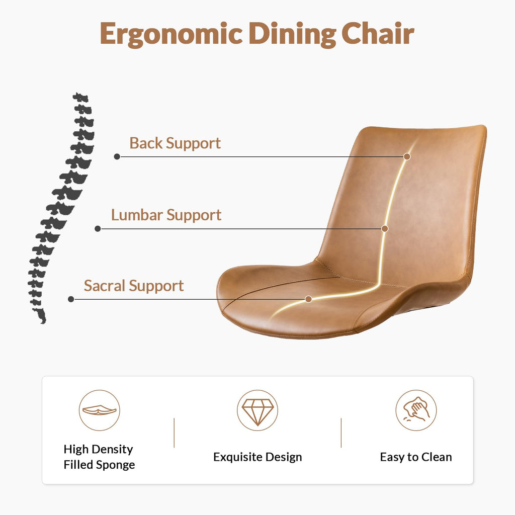 Dining Chairs, Modern PU Leather Dining Room Chair with Sturdy Metal Legs, Upholstered Seat Dinner Chairs Accent Side