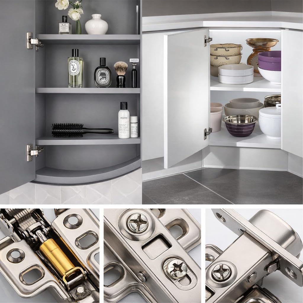 2-Pack Frameless Concealed Cabinet Hinges, Soft-Close, 2D Adjustable (Inset)