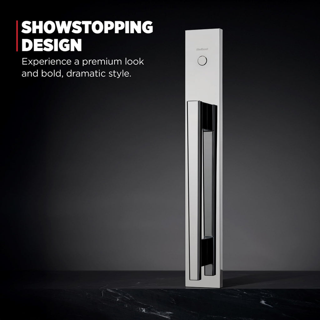 Caerus Front Door Lock & Deadbolt Set, Entry Handleset with Interior Reversible Lever, Polished Chrome, Dummy
