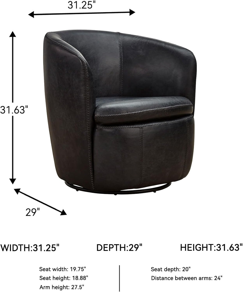 Leather Swivel Accent Chair, Midnight