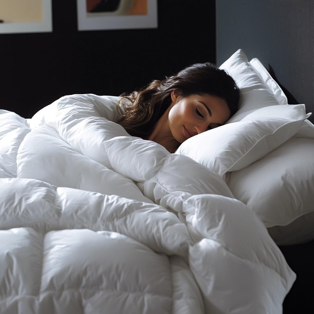 Goose Down Comforter Queen, All Season Duvet Insert, 100% Cotton Shell, 750+ Fill Power, 3D Baffle B
