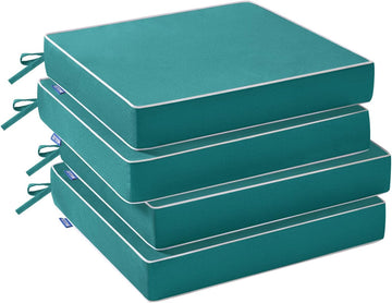 Turquoise Outdoor Chair Cushions 4 Pack, 19x19x3 Inch Seat Cushions | Patio Seat Cushions for Outdoor Furniture Couch