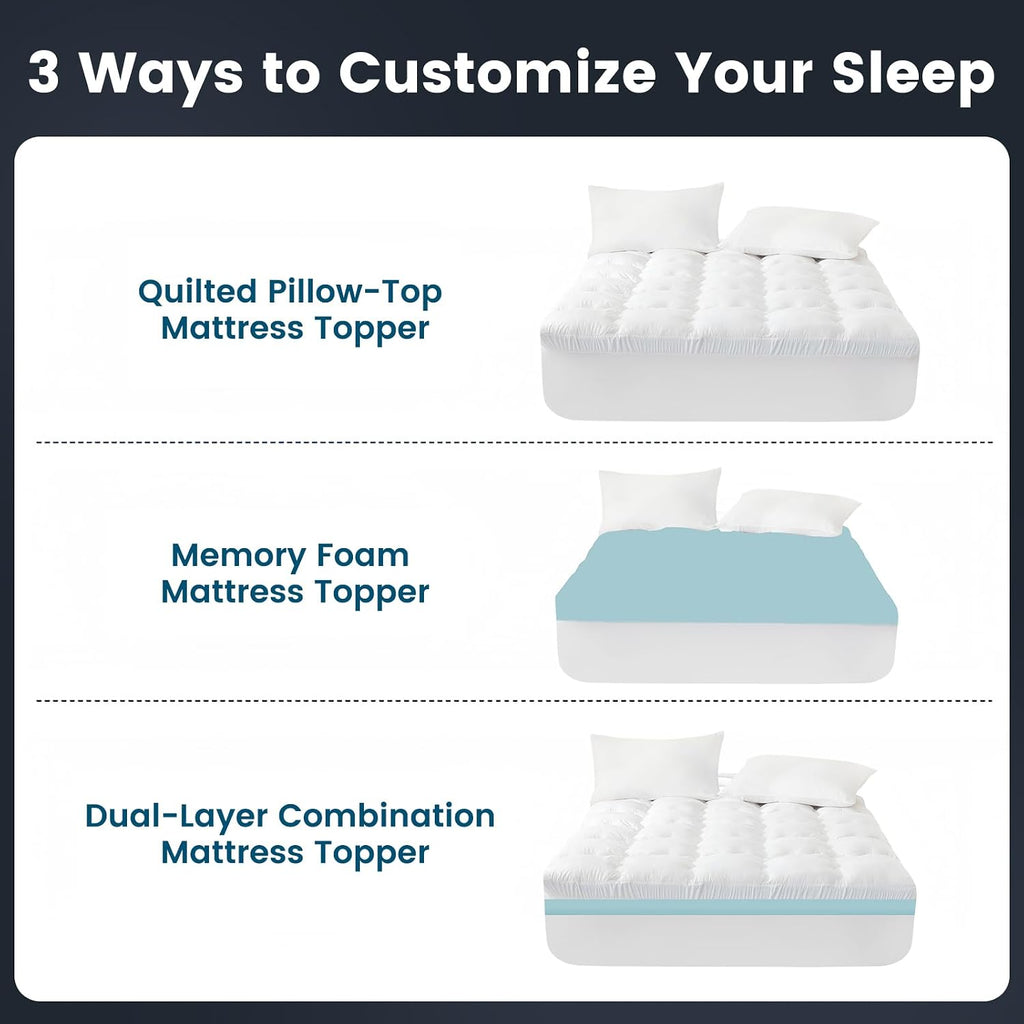 Memory Foam 4 Inch Mattress Topper Full for Back Pain Relief | 2 Inch Supportive Memory Foam & 2 Inch Pillow Top