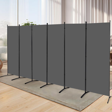6 Panel Folding Room Divider, Sturdy Frame Freestanding Wall Divider