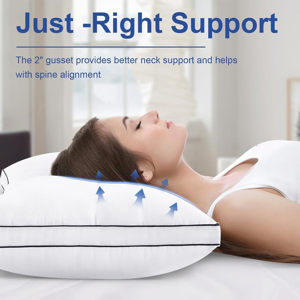 Premium Pillows Queen Size Set of 2, Fluffy and Supportive 7D Down Alternative Bed Pillows, Luxury Soft Hotel Quality