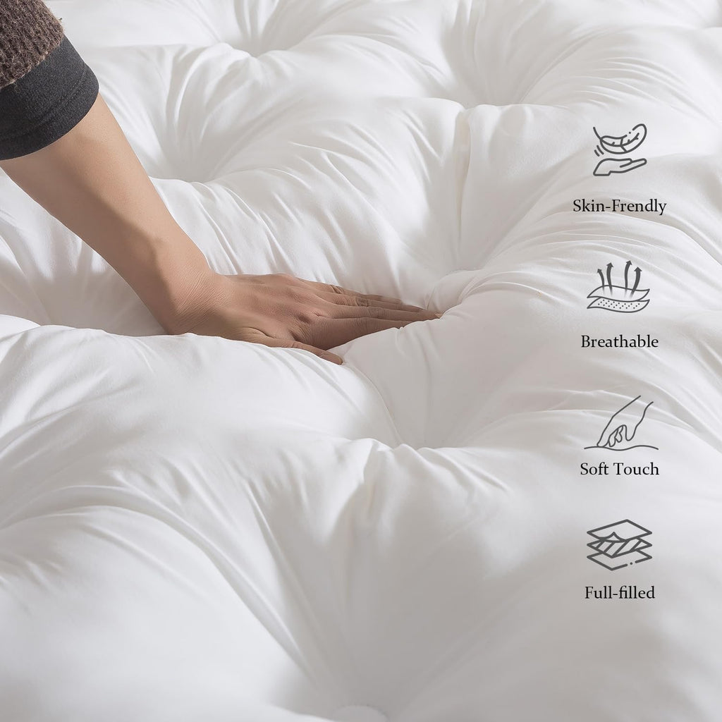 5 Inch Memory Foam Mattress Topper (Full, 54x75), Deep Pocket | 2000GSM Fluffy Shredded Memory Foam Filled, Extra