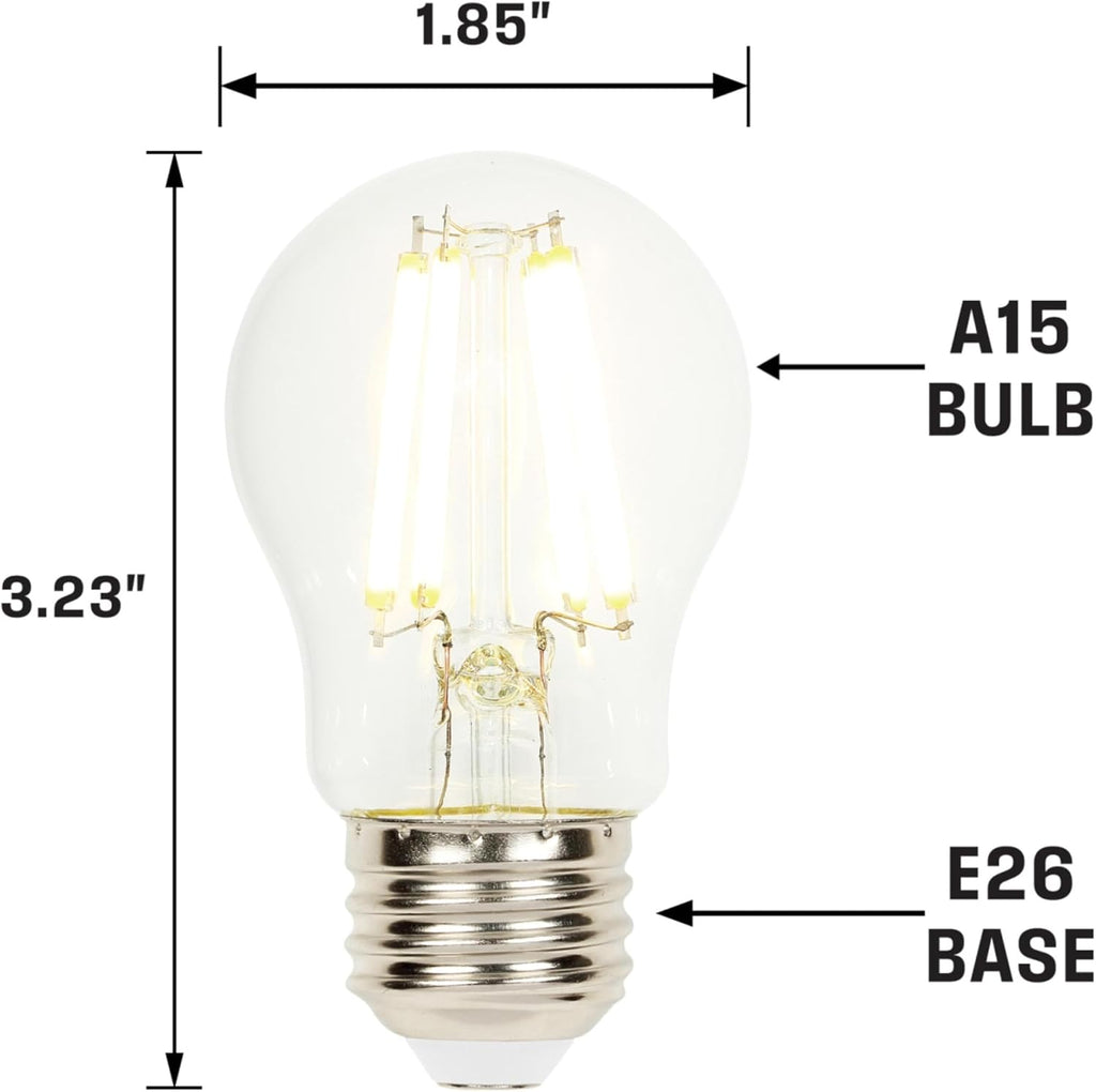 9 Watt (100 Watt Equivalent) A15 Dimmable Clear Filament LED Light Bulb, Medium Base, 6 Pack