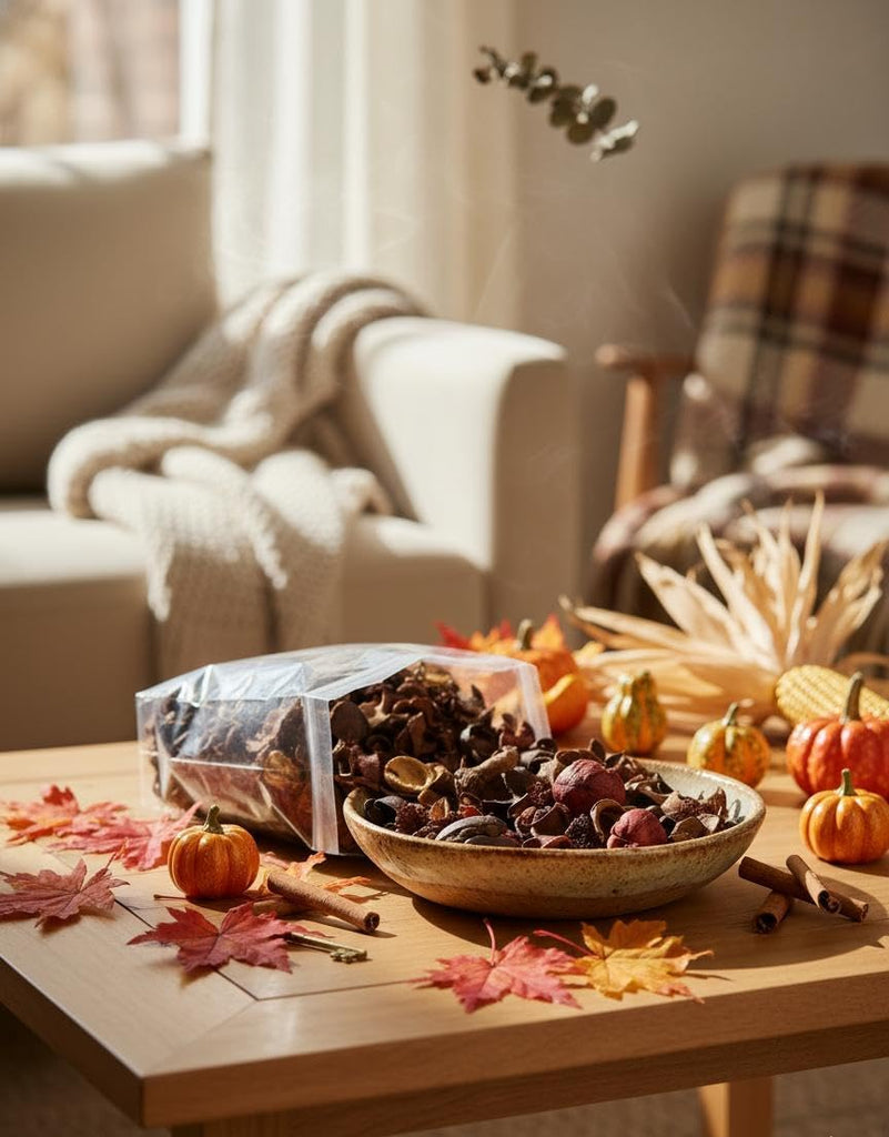 Natural Dried Potpourri Bag Decorative Bowl & Vase Filler CenterpiecesMade with Seed Pods, Pine Cone Pieces, Mahogany