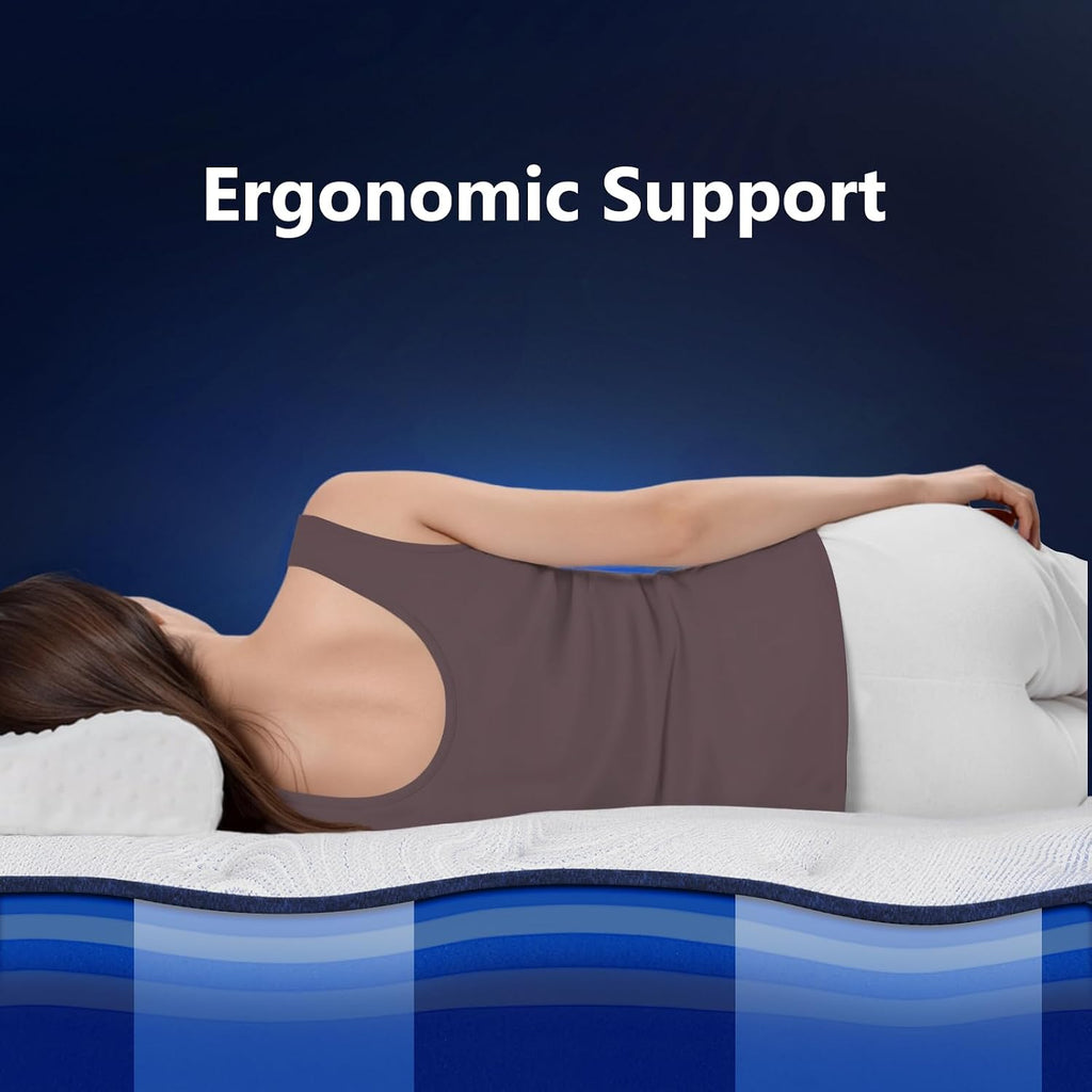 Firm Cal King Mattress 14 Inch - Luxe Hybrid Mattress with Gel Memory Foam, Extra Spinal Support, Ergonomic Zone with