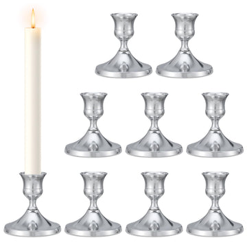 Candlestick Holders Taper Candle Holders, 9PCS Silver Candle Holder Set for Table Centerpiece, Vintage Candle Stand