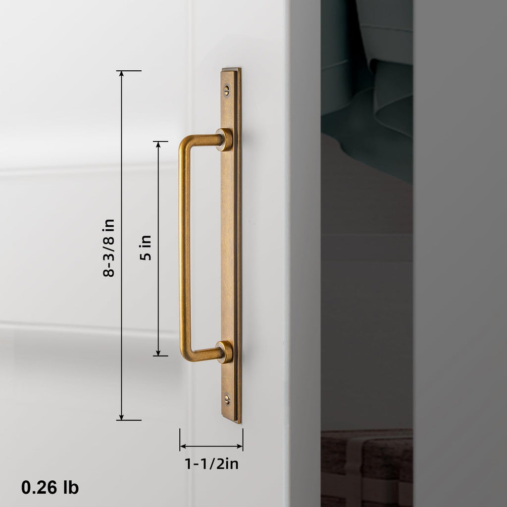 2 Pack 5'' Center to Center Antique Brass Cabinet Bar Pulls with Demi-Plaquette Backplate Vintage Drawer Handles