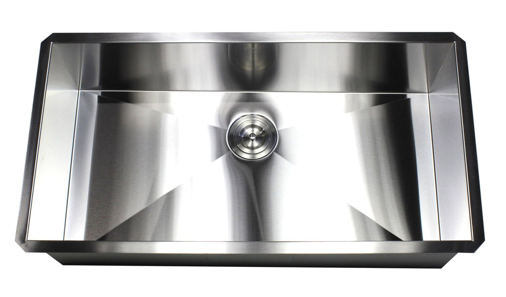 36 Inch Zero Radius Design 16 Gauge Undermount Single Bowl Stainless Steel Kitchen Sink Premium Package