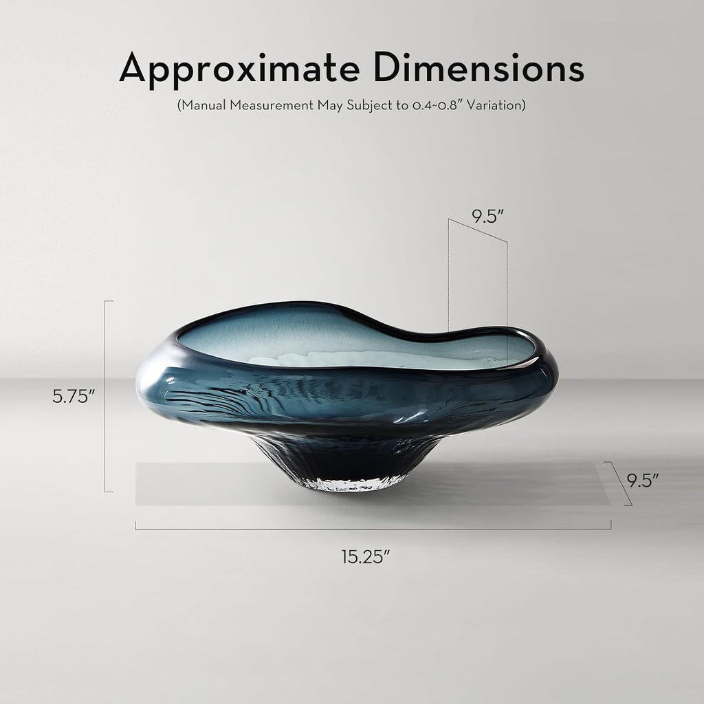 Inspired Handblown Glass Calla Decorative Bowl, Blue
