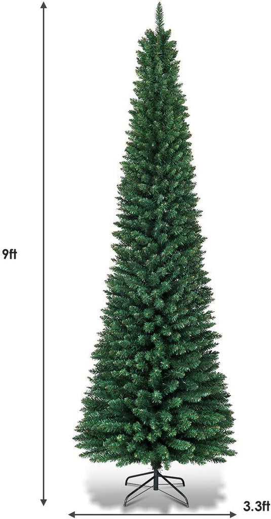 Artificial Pencil Christmas Tree, Premium Hinged Pine Tree with Solid Metal Legs, Perfect , Shops and Holiday