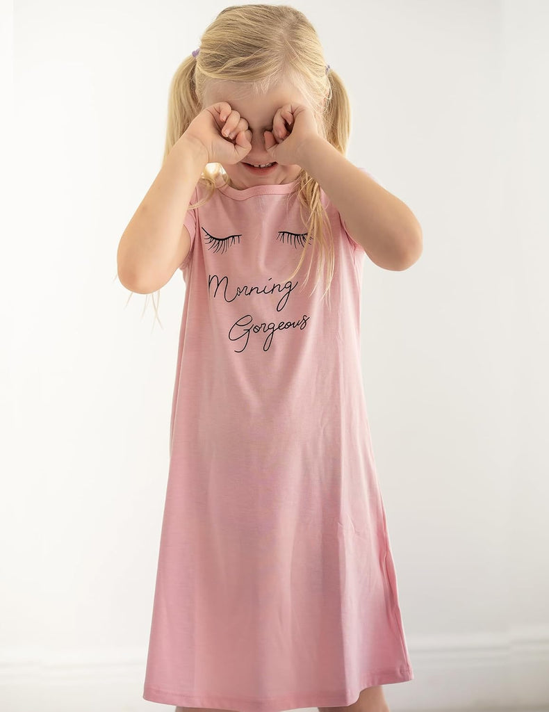 Girls Nightgowns Summer Soft Cute Cartoon Print Pajama Sleep Dress