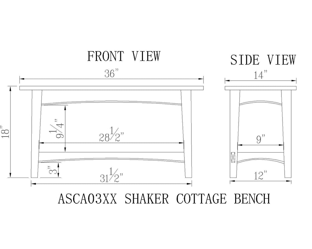 Shaker Cottage Shoe Storage Bench, Sand, 36"W x 18"H