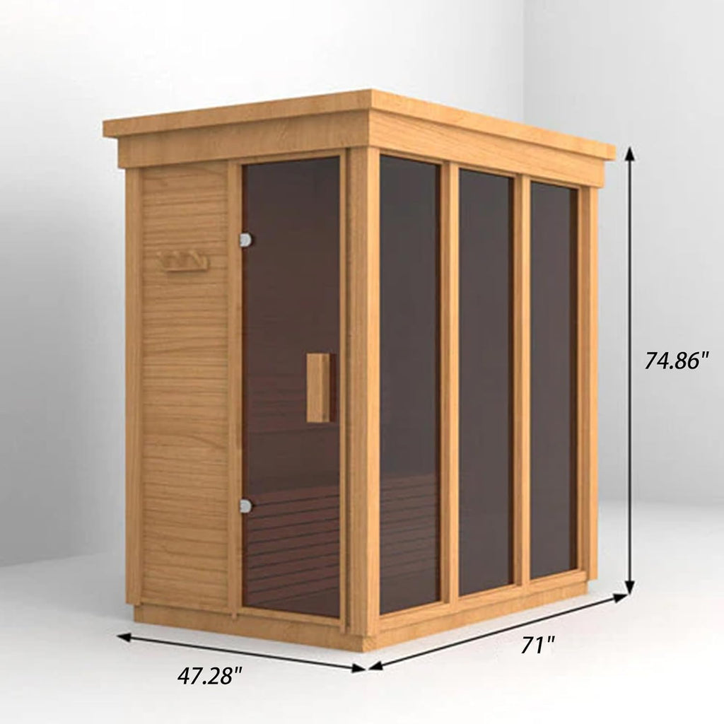 Customized Outdoor 4-8 Person Wood Steam Sauna, Canadian Red Cedar | Hemlock/ Pine Traditional Wooden Spa Room, Wood