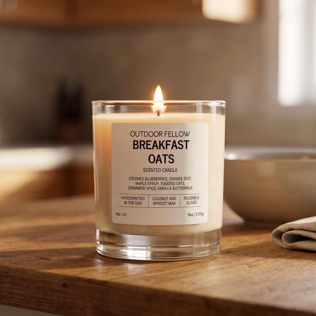 Breakfast Oats Scented Candle, Vanilla Maple Blueberry Candle, Luxury Coconut Apricot Wax Candle, Strong Scent, Non
