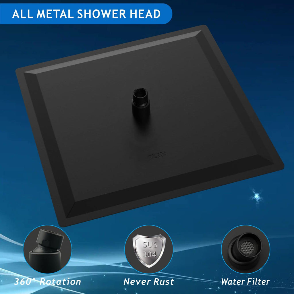 Oversize Rain Shower Head - High Flow Square Rainfall Showerhead - Waterfall Full Body Coverage - Universal Ceiling