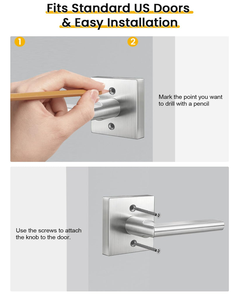 Brushed Nickel Dummy Door Handle, Single-Sided Closet - 1 Pack