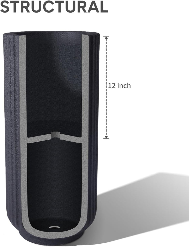 31.5 Inch Tall Roman Column Concrete Planter(14.2Dx31.5H,36 Pounds),Durable All-Weather Use with Drainage Holes,Large