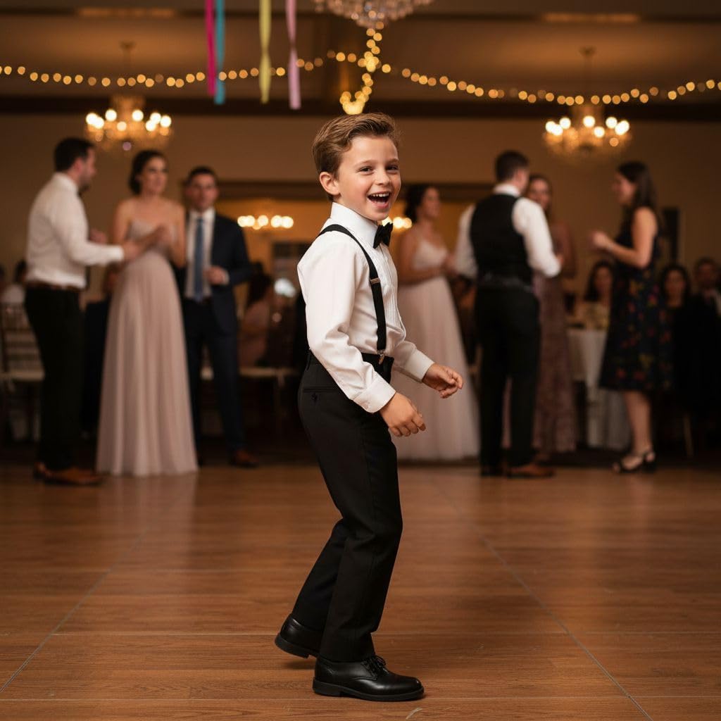 Boys Dress Pants Suit Set Formal Suits for Kids Wedding Suspenders Outfits