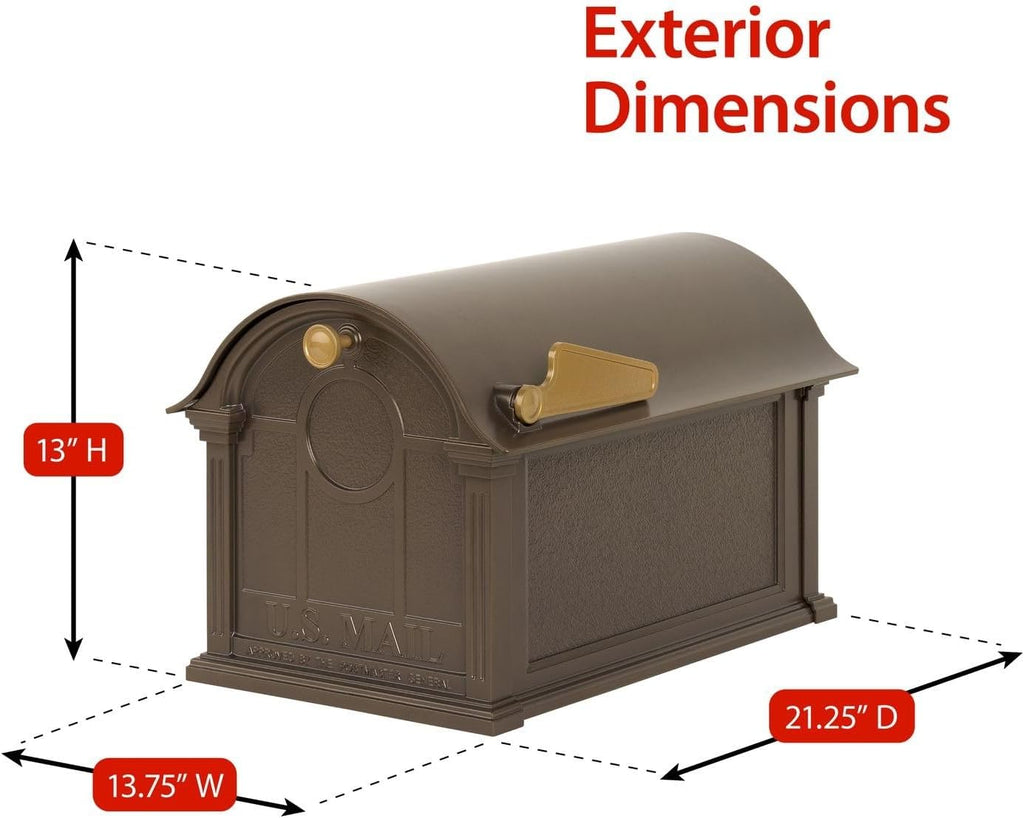 Balmoral Mailbox Heavy-Duty Cast Aluminum Rust-Free Large Capacity Decorative Post Mount Mailbox for Residential Use