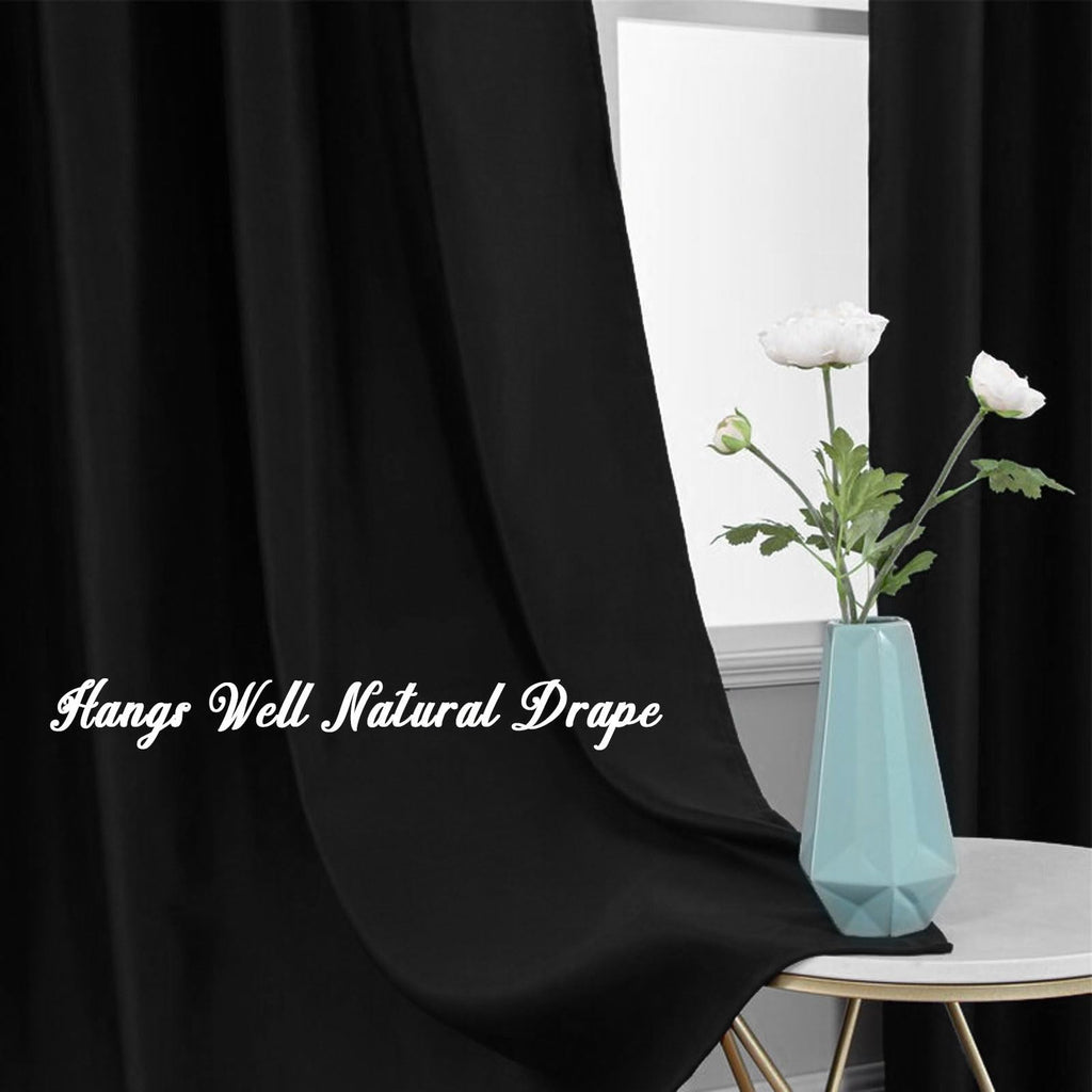 Extra Long Blackout Curtains, Black, 52′′x108′′, 2 Panel