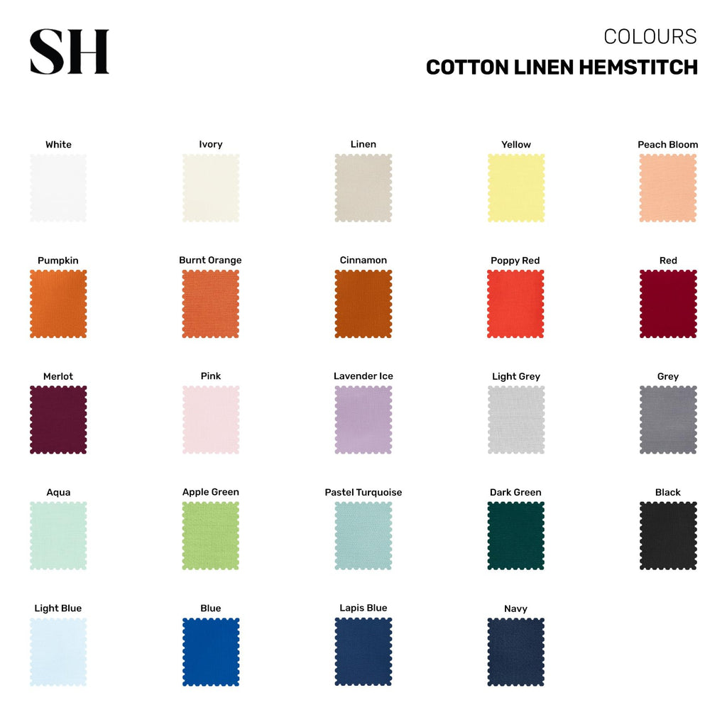 Cotton Linen Tablecloth White, Hemstitch Collection 54 x 72 in