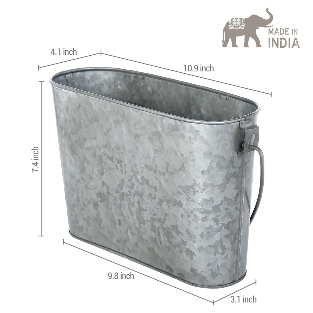Galvanized Metal Wall Magazine Rack, Rustic Farmhouse Storage Bin