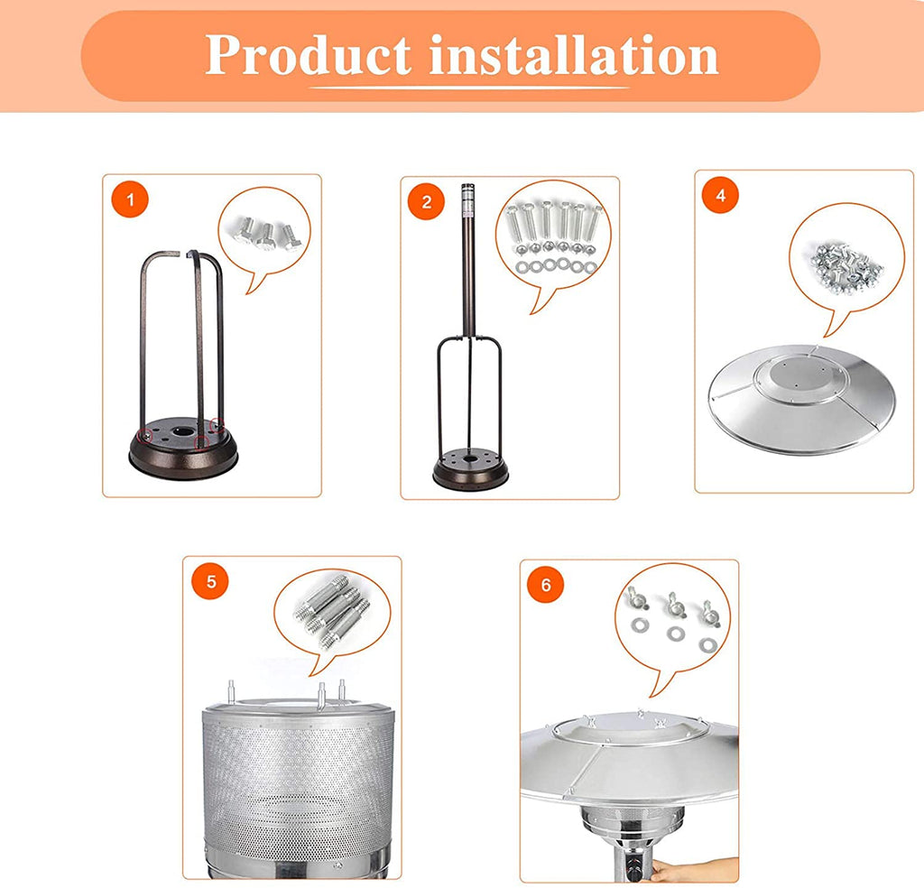 Replacement Hardware Bolt & Nut Set Heater - Propane Outdoor Space Heater Accessories for Round Umbrella Shape