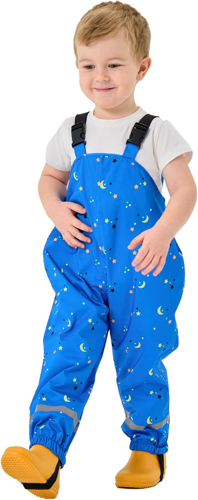 Boys Girls Rain Pants Toddlers Bib Pants Kids Waterproof Overalls