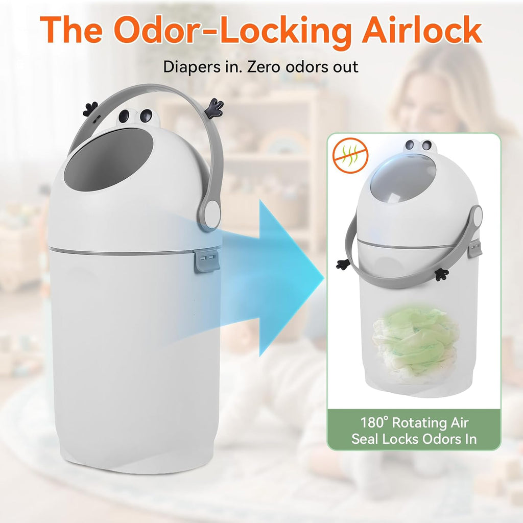15L Baby Diaper Pail Odor Locking with Airtight Lid & Child Safe Lock, Grey