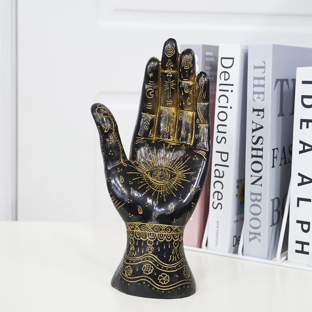 Palmistry Hand Resin Statue Telling Palm Reading, Ancient Mystical Palm with Lines and Symbols Sculpture for Palm