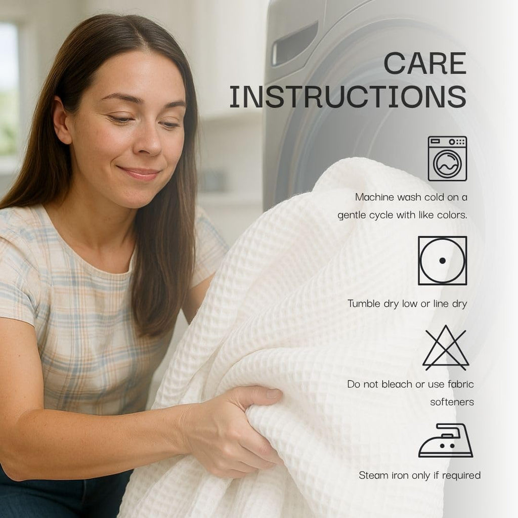 GOTS Certified 100% Organic Cotton Throw Blanket, 55" x 60" Waffle Blankets & Throws, Throw Blanket, Modern & Cozy