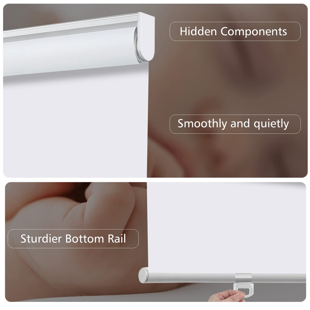 Custom Size Cordless 100% Blackout Roller Shades with Textured Pattern Roller Blinds for Windows UV Protection