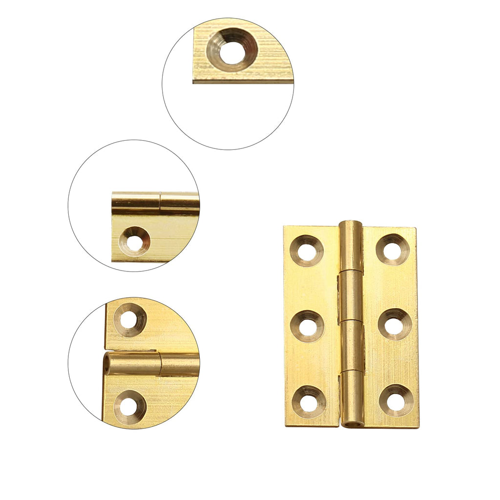 8Pcs 1.5 Inch Brass Butt Hinges, Gold
